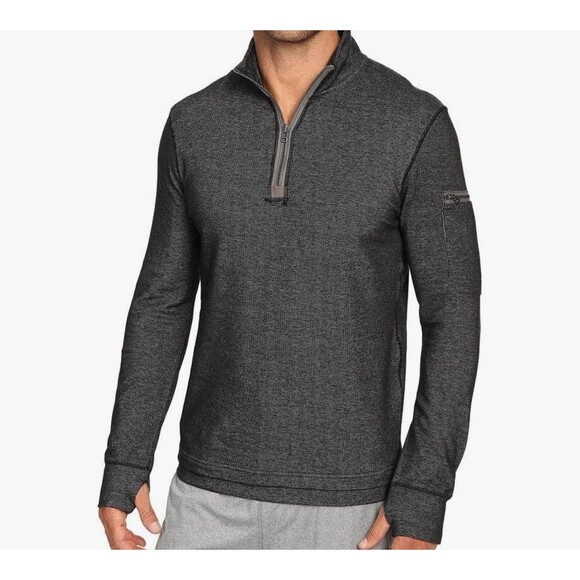 Manduka Yoga Men's Performance 1/4 Zip Rib Top Sweatshirt Sport Black/Gray Sz M - Picture 2 of 10